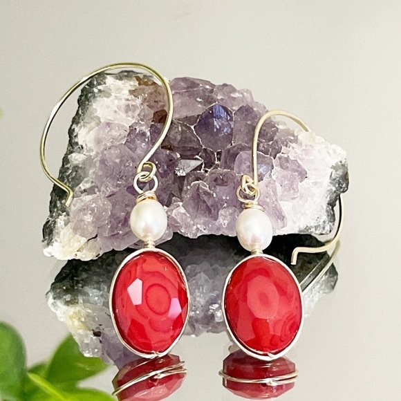 🎁Handmade ♥️wrapping cristals earrings - Picture 1 of 5